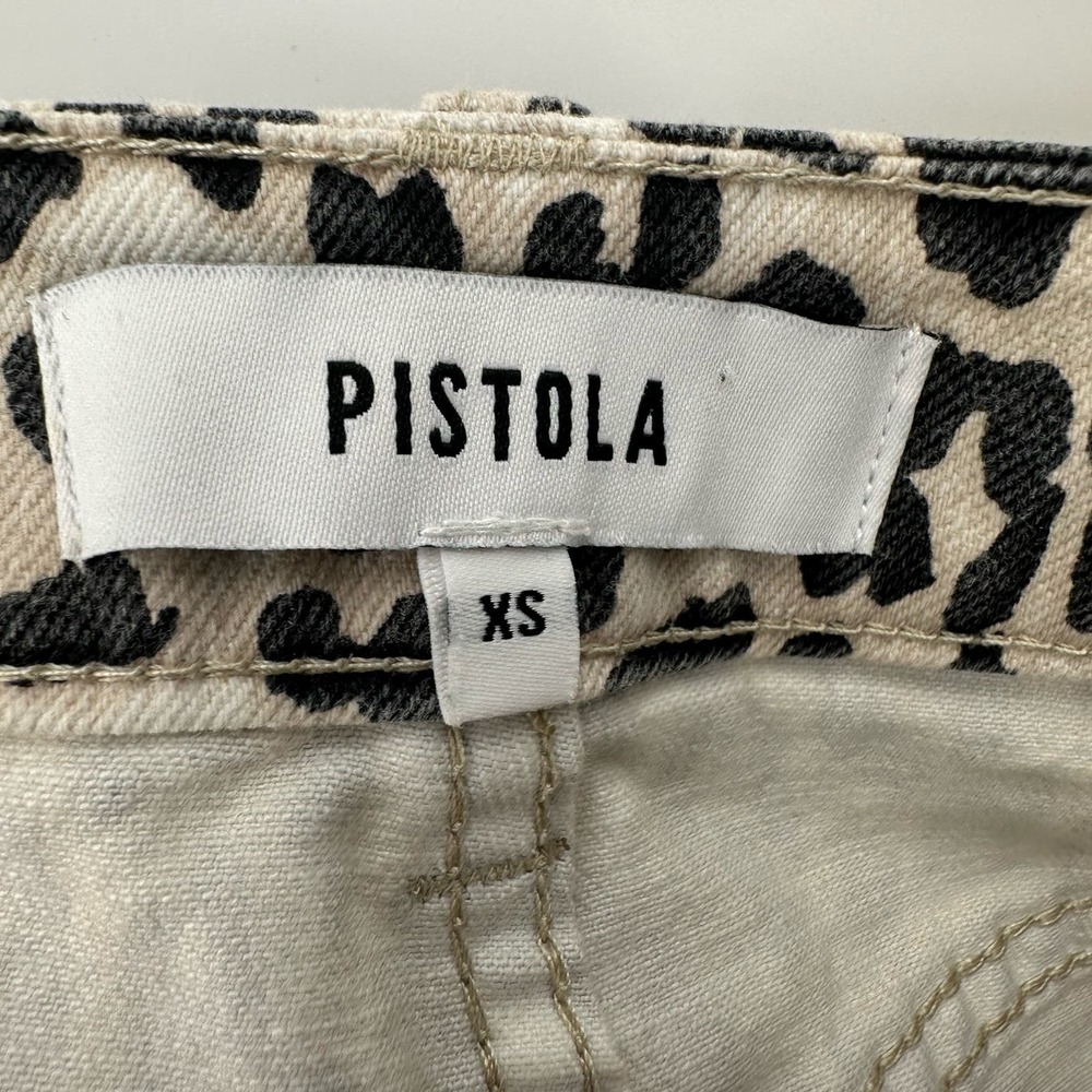 Pistola size XS denim jean mini skirt snow leopard‎ print cream black gray - Picture 5 of 6